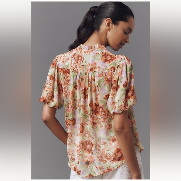 NWT The Estela Short-Sleeve Sheer
Printed Blouse - Picture 2 of 6